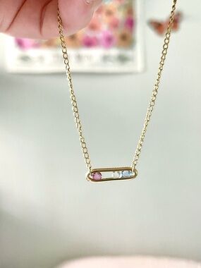 Vintage 90s Avon Gold Chain Anklet with Pink, Blue, Clear Floating Accent Stones